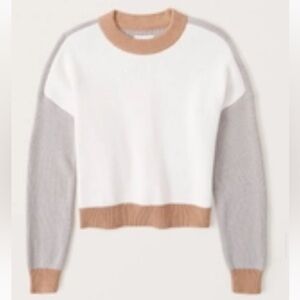 Abercrombie & Fitch Women's Sweater - White, Gray, and Tan